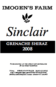 Wine made @ Imogen's Farm from Australian grenache and shiraz grapes